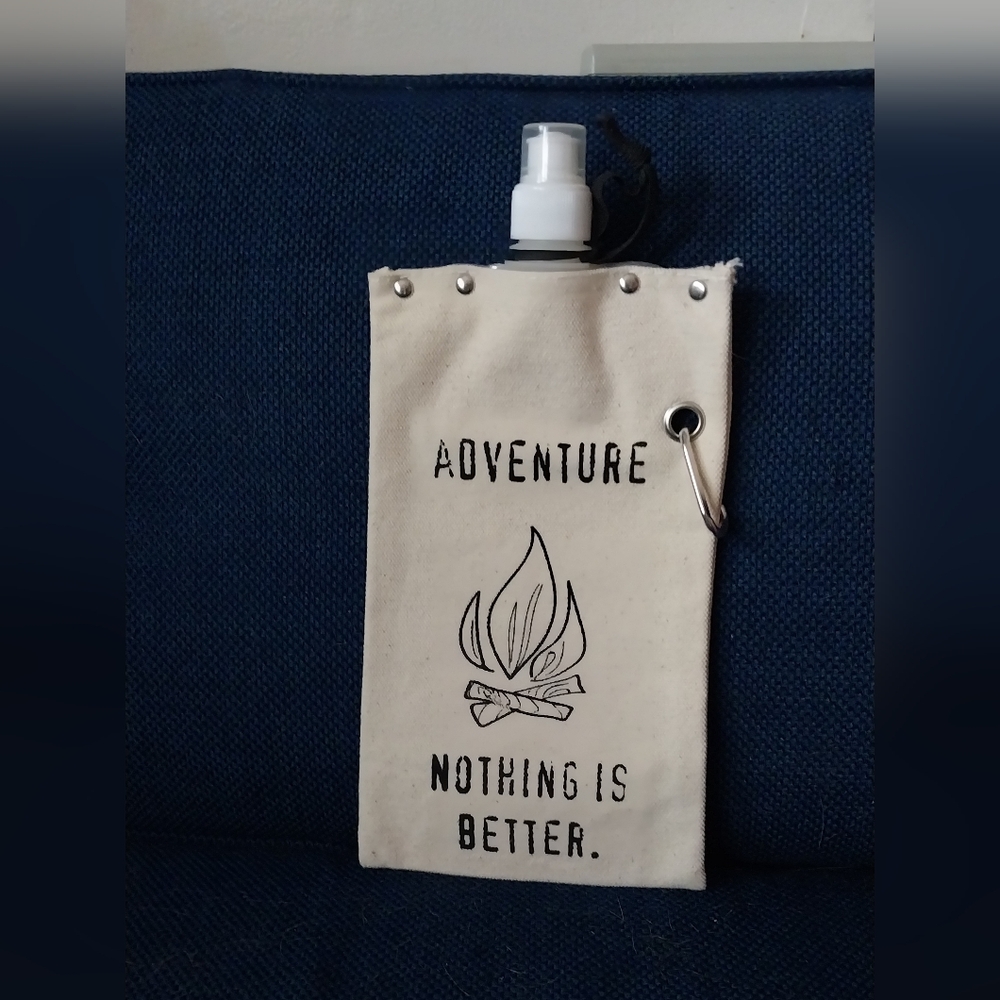 Travel-themed Reusable Water Bottle And Holder New Without Tag